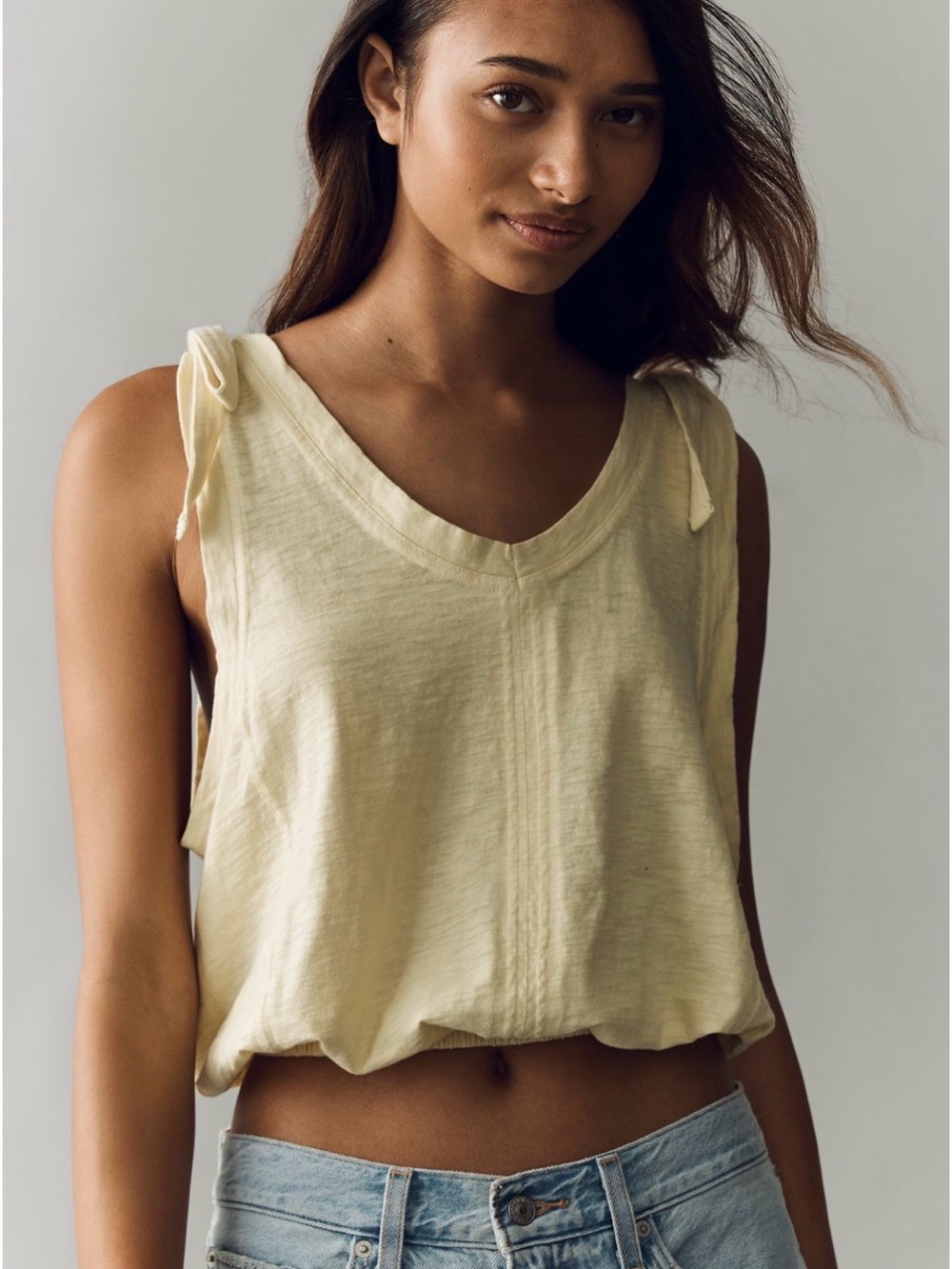 NWT • ANTHROPOLOGIE Pilcro White Tie-Shoulder Cropped Tank